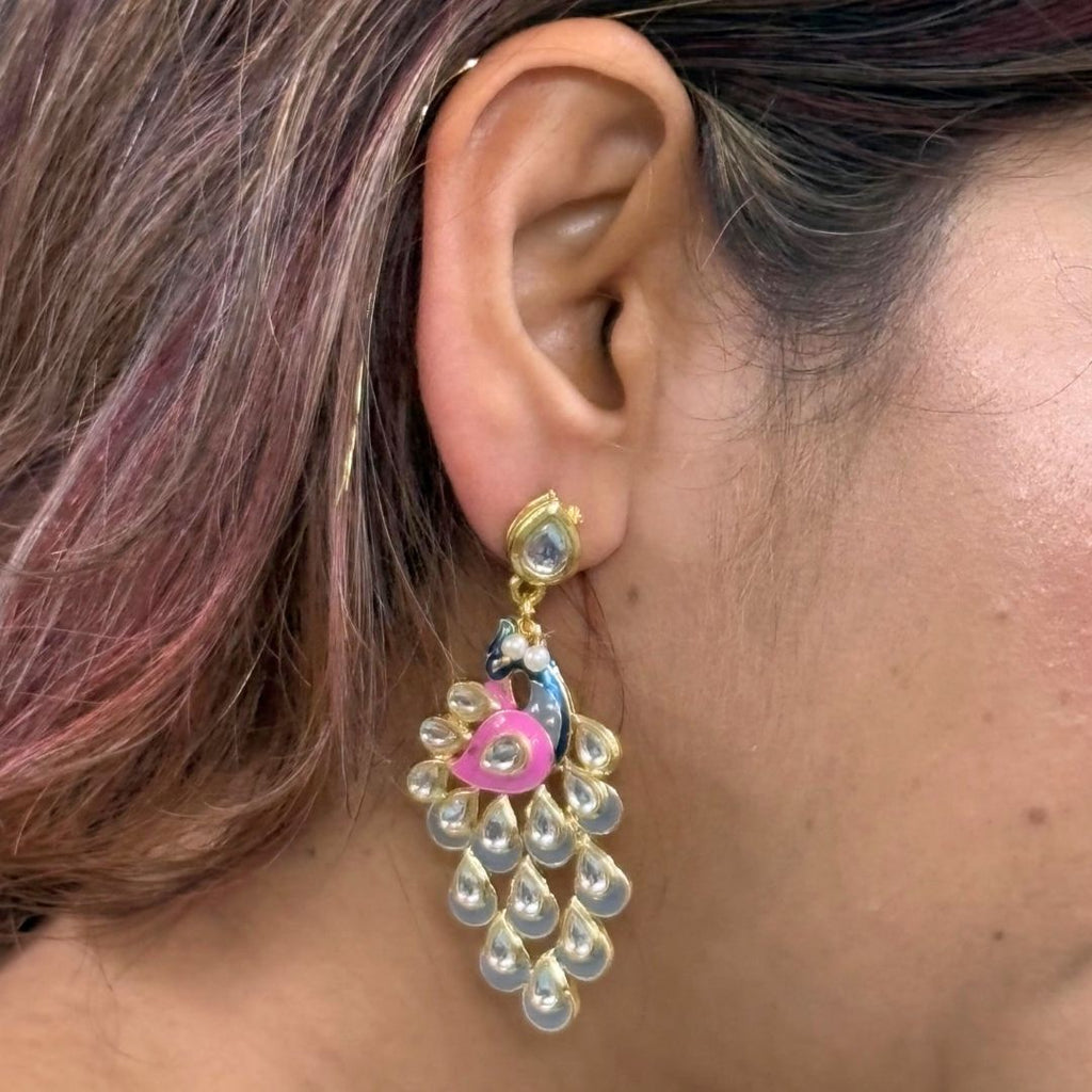 Gold Plated Peacock Earrings