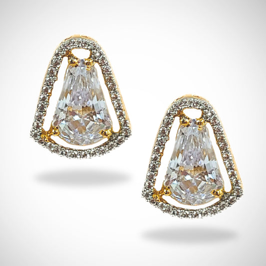 Bdiva 18k Gold Plated Cubic Zirconia Stud Earrings