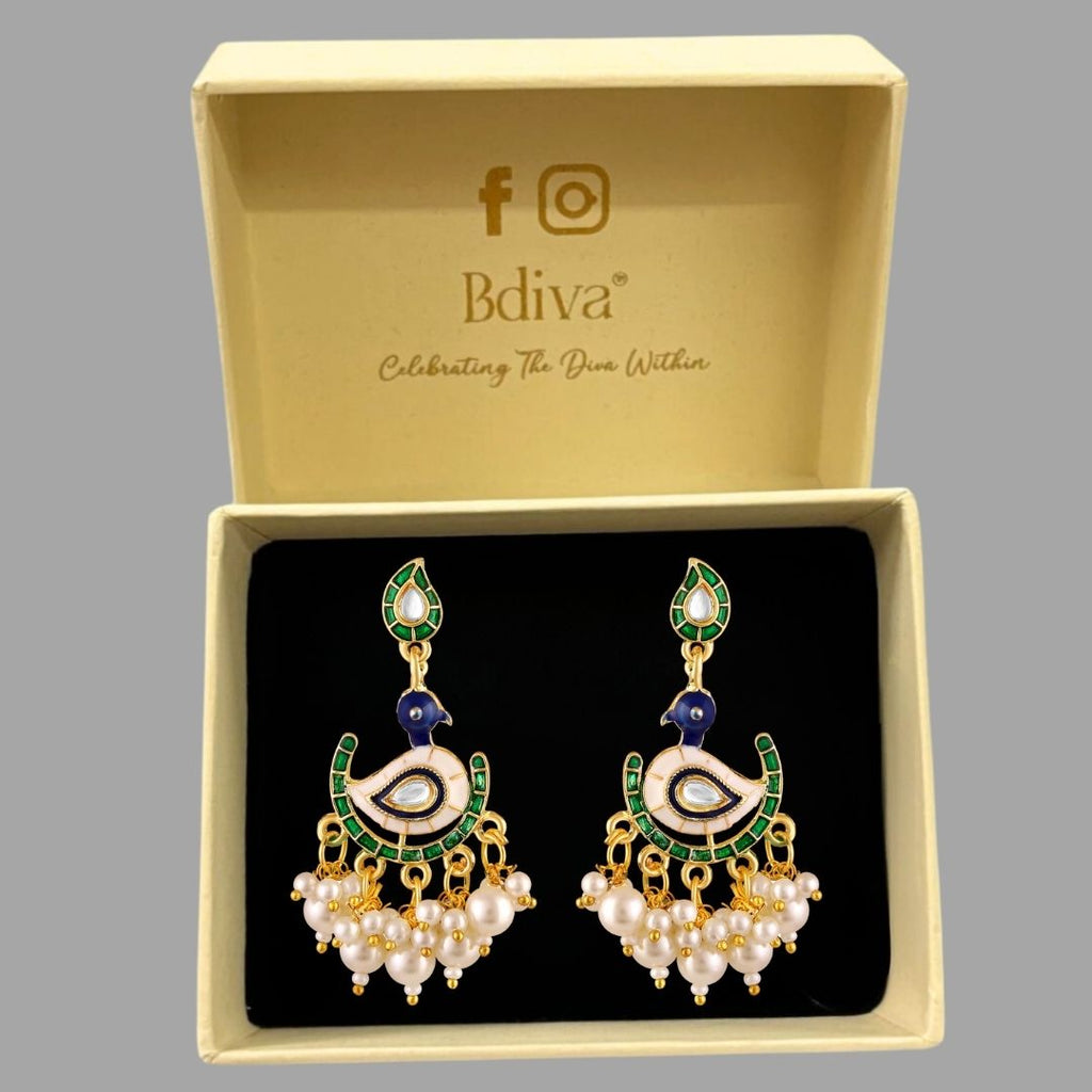 Gold Plated Peacock Earrings