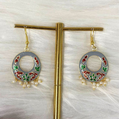 Gold-Plated Enamel Pearl Earrings