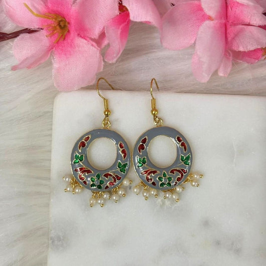 Gold-Plated Enamel Pearl Earrings