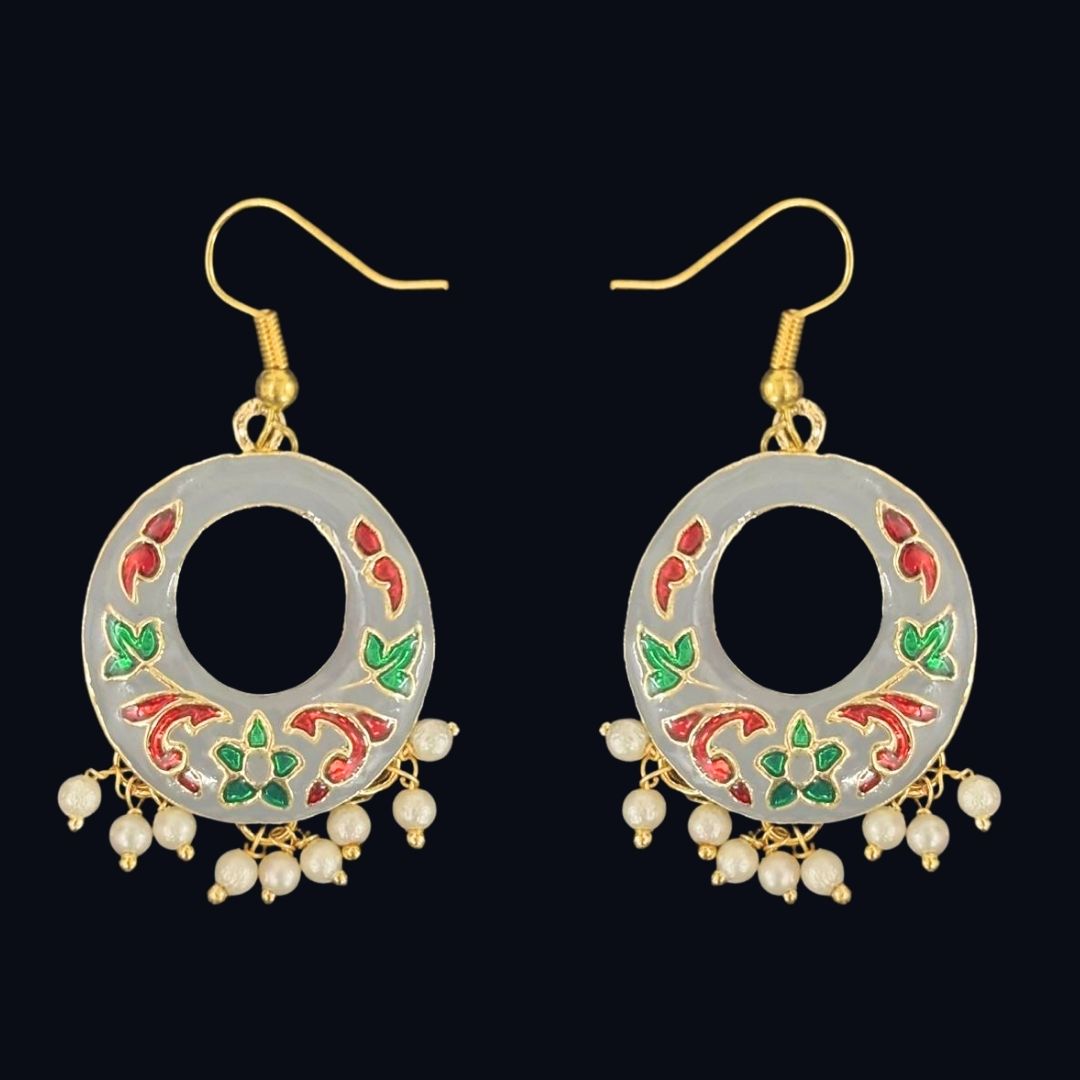 Gold-Plated Enamel Pearl Earrings