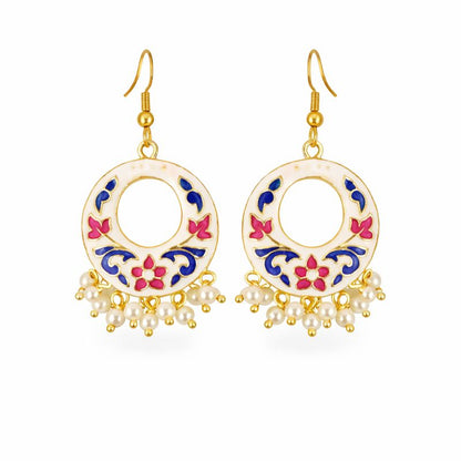 Gold-Plated Enamel Pearl Earrings