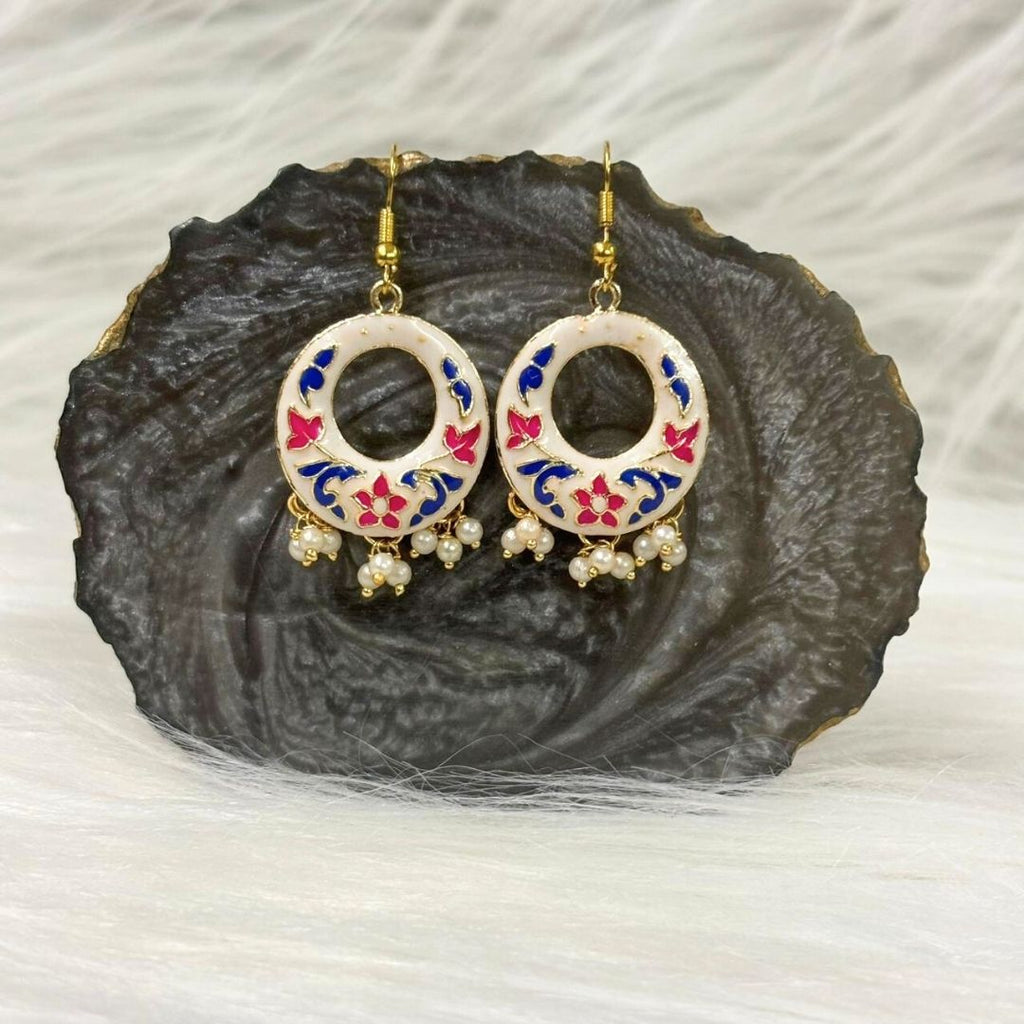Gold-Plated Enamel Pearl Earrings