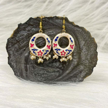 Gold-Plated Enamel Pearl Earrings