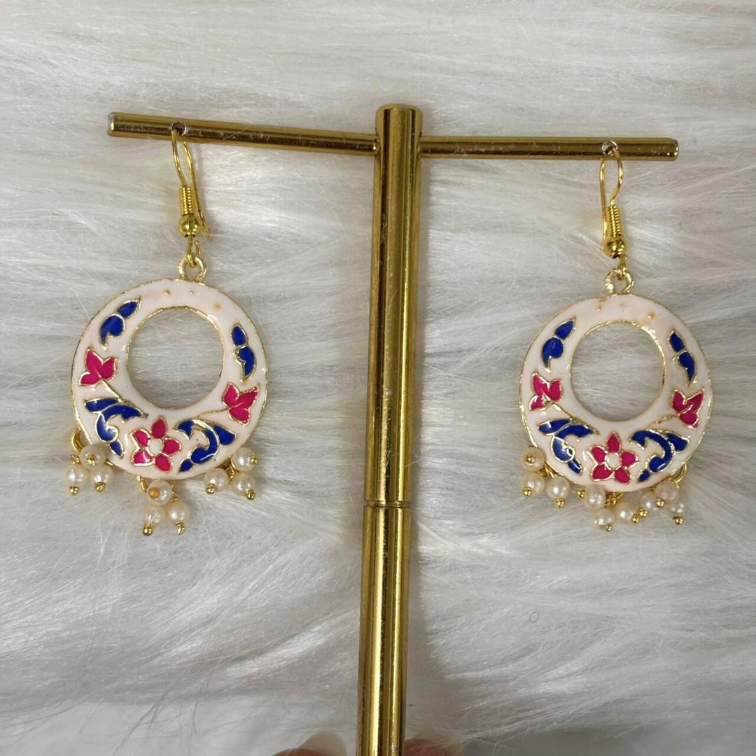 Gold-Plated Enamel Pearl Earrings