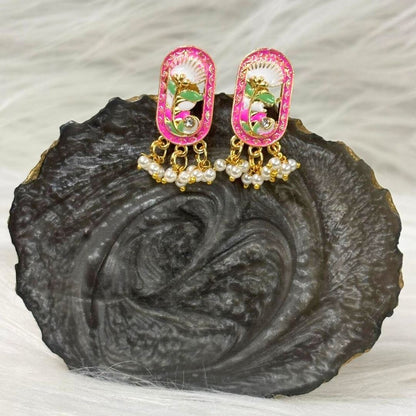 Gold-Plated Red Pearl Stud Earrings