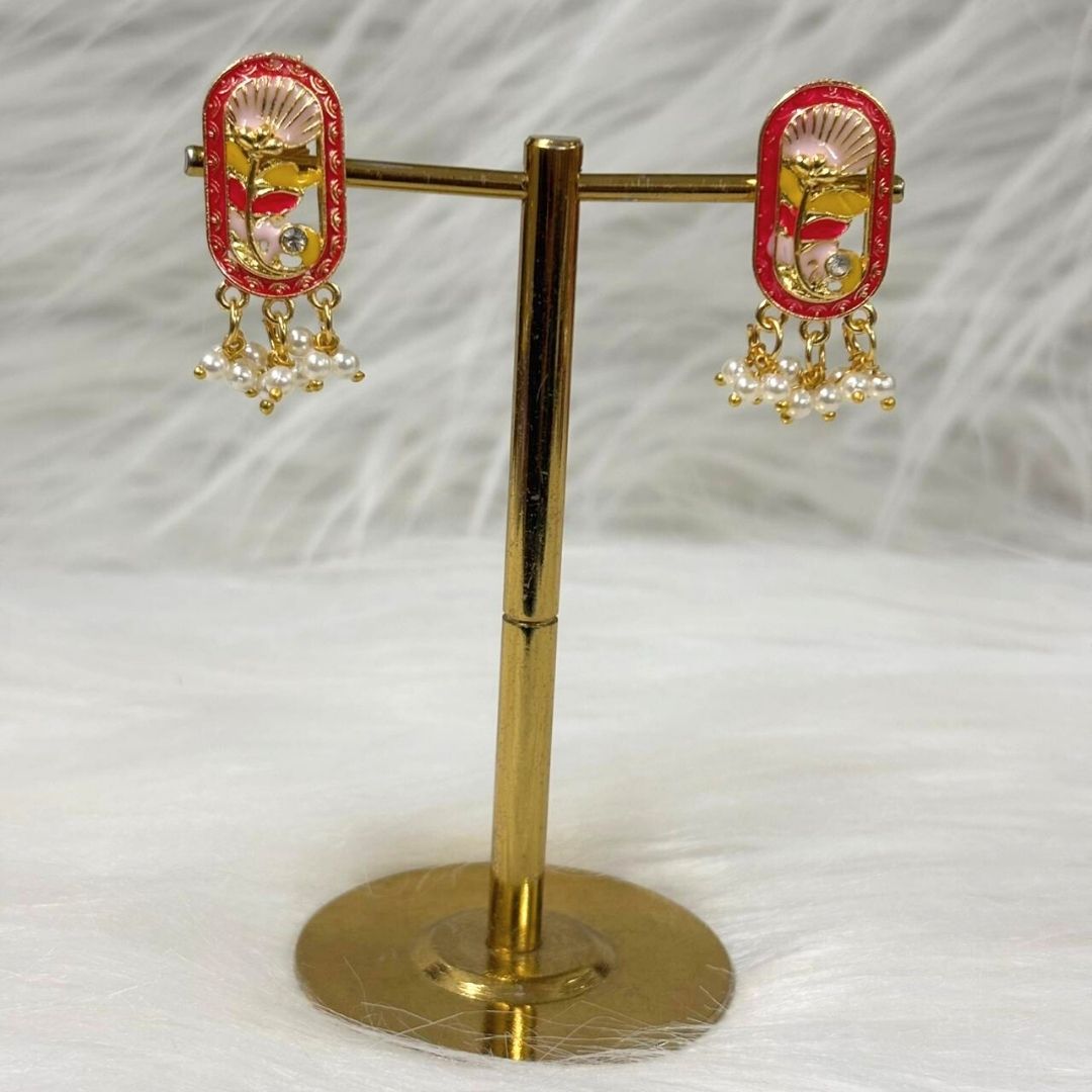 Gold-Plated Pink Pearl Stud Earrings