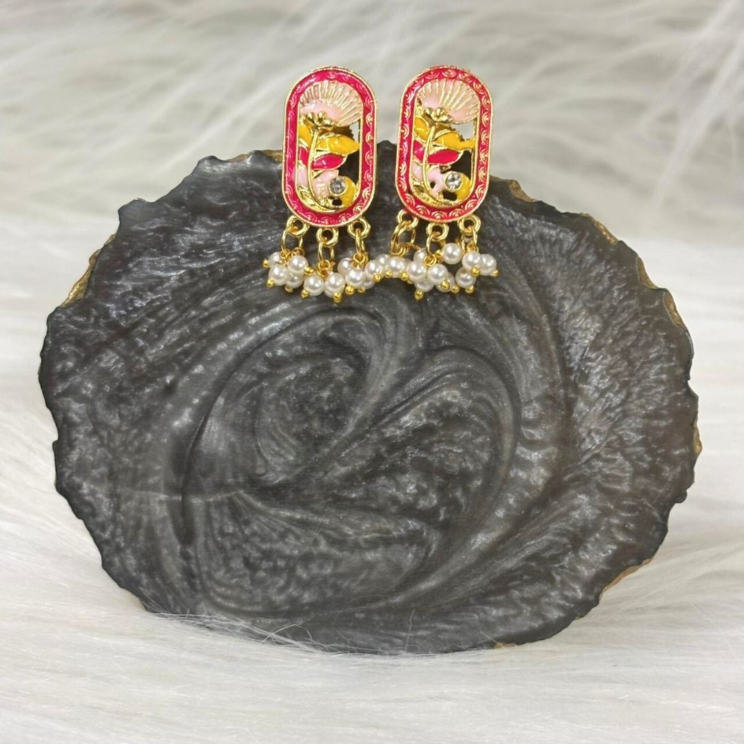 Gold-Plated Pink Pearl Stud Earrings