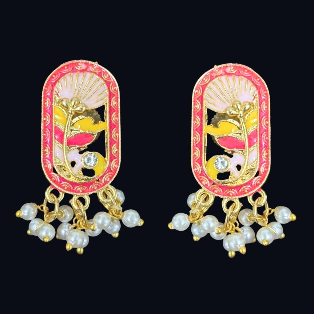 Gold-Plated Pink Pearl Stud Earrings