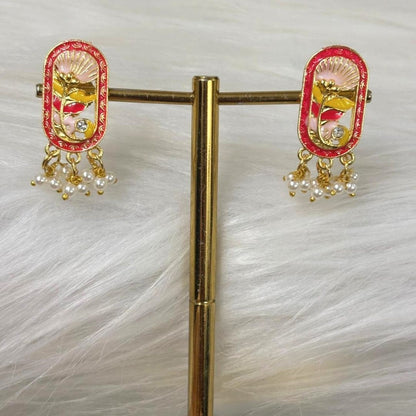 Gold-Plated Pink Pearl Stud Earrings