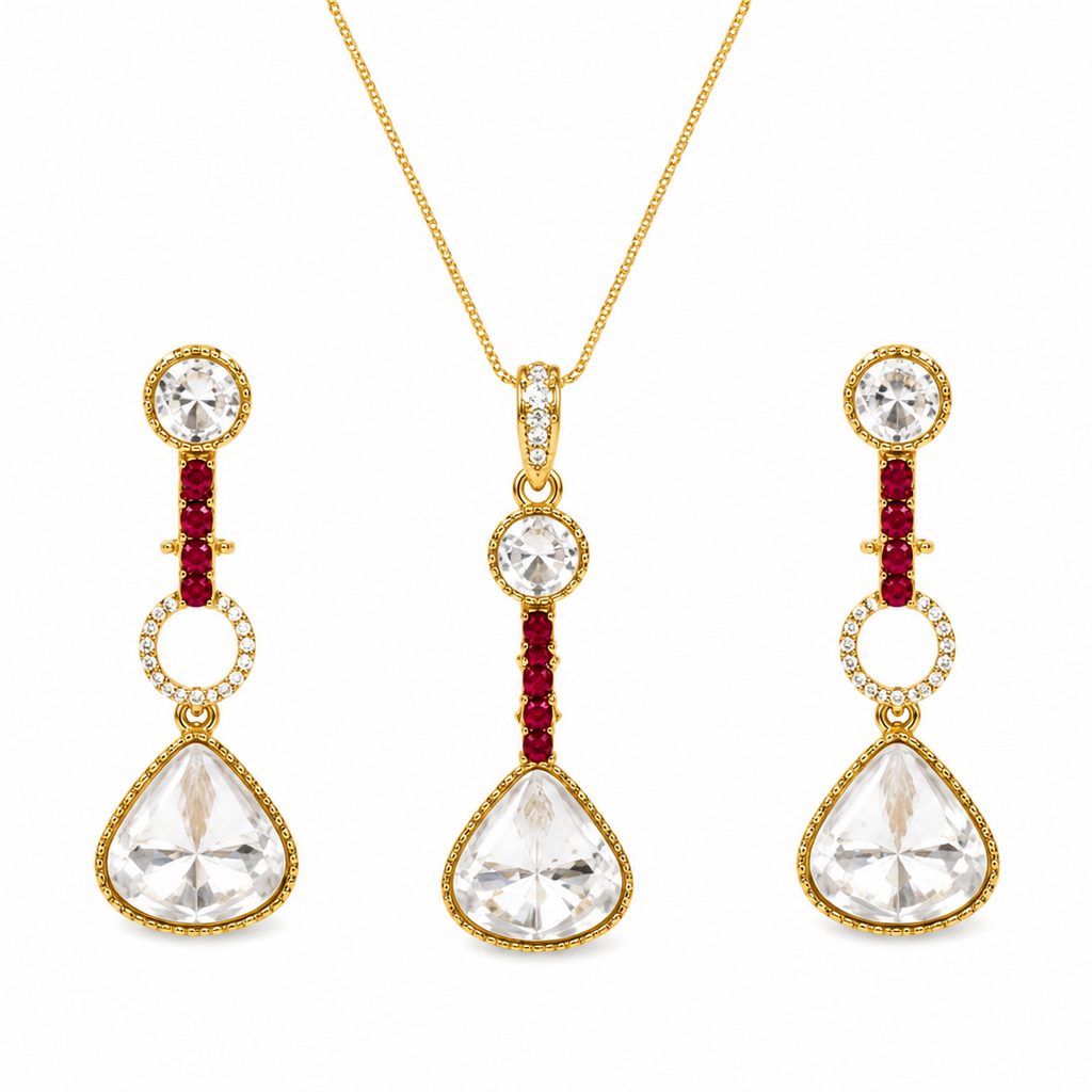 Gold Plated Cubic Zirconia Pendant Set