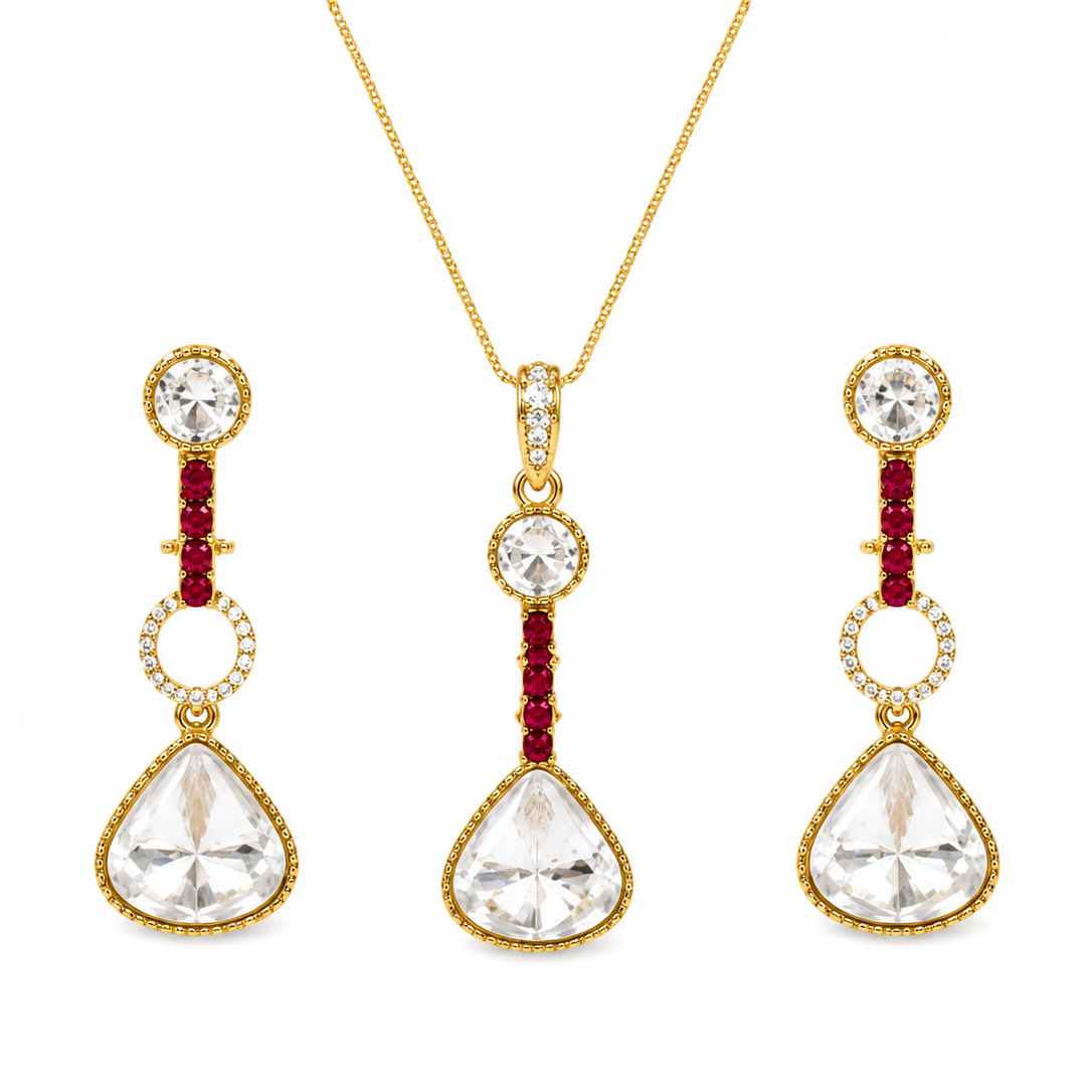 Gold Plated CZ Pendant Set