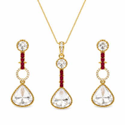 Gold Plated CZ Pendant Set