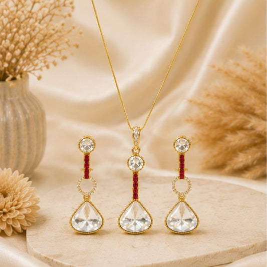 Gold Plated CZ Pendant Set