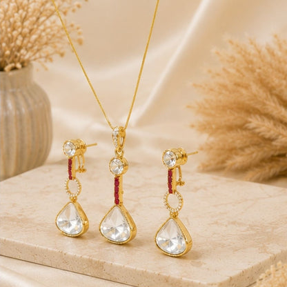 Gold Plated CZ Pendant Set