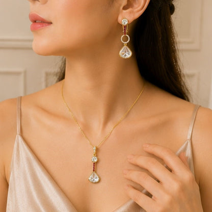 Gold Plated CZ Pendant Set
