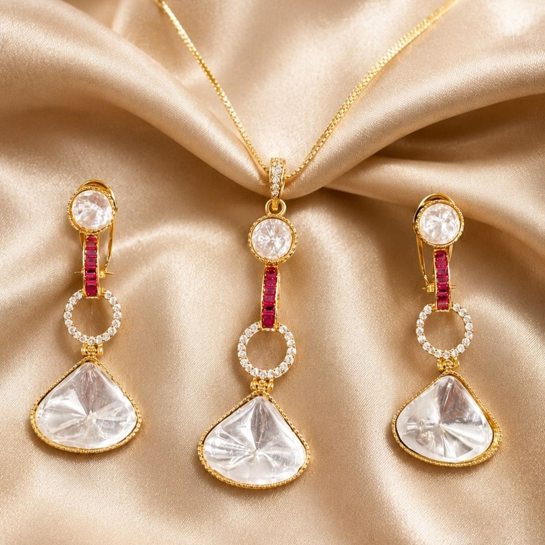 Gold Plated Cubic Zirconia Pendant Set