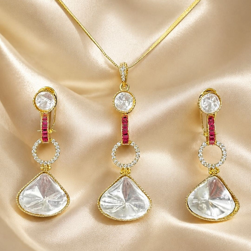 Gold Plated Cubic Zirconia Pendant Set