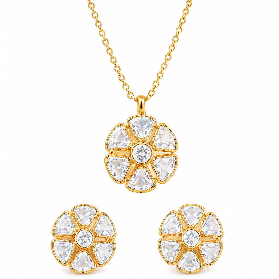 Rose Gold Plated Cubic Zirconia Pendant Set
