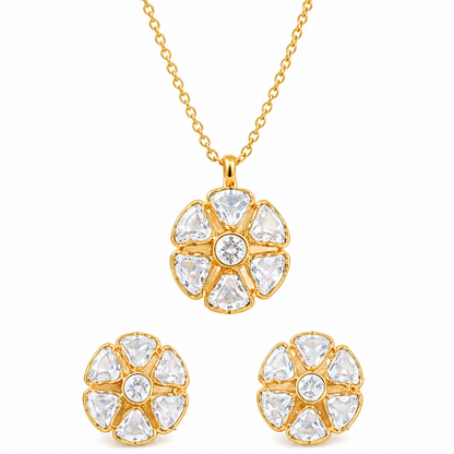 Rose Gold Plated CZ Pendant Set
