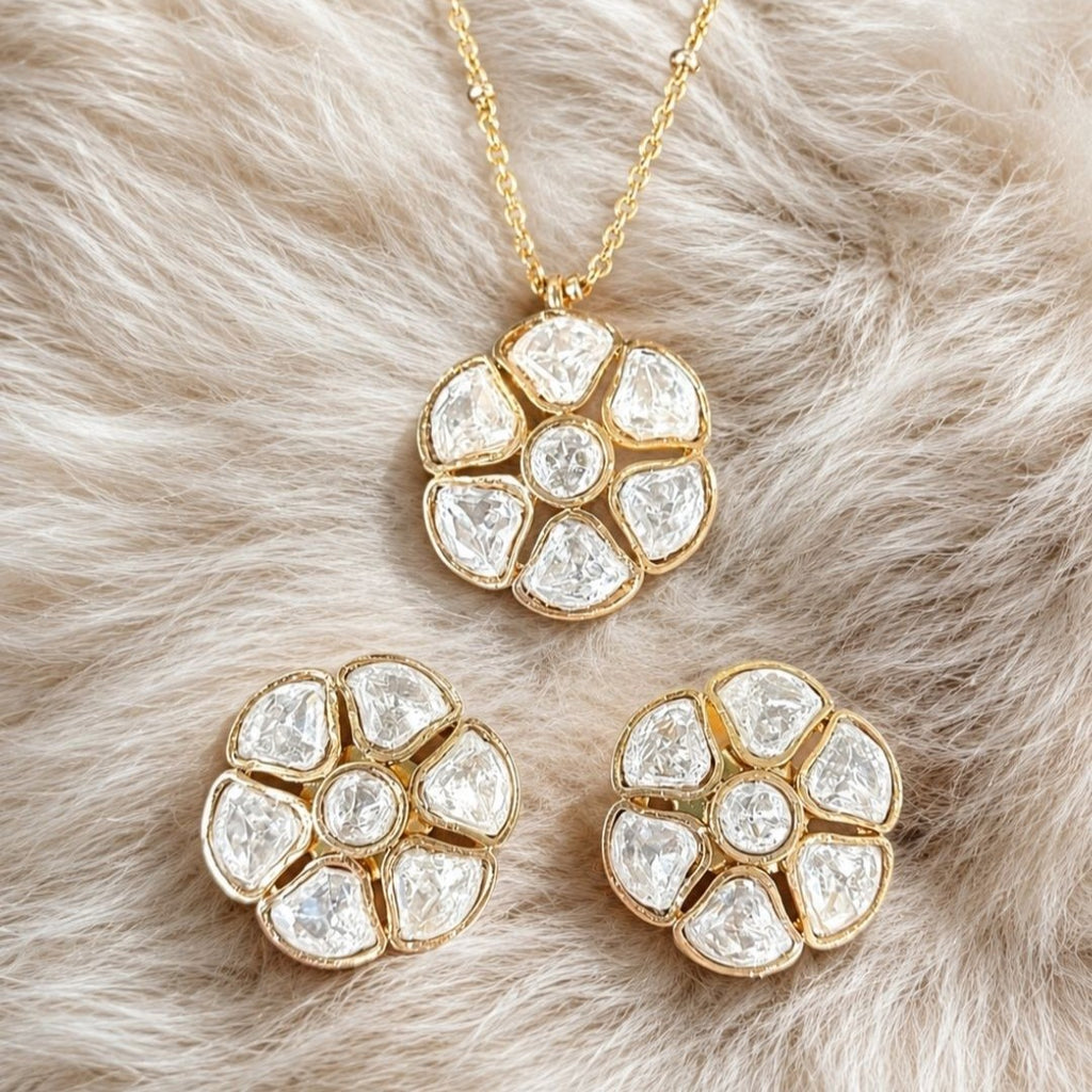 Rose Gold Plated Cubic Zirconia Pendant Set