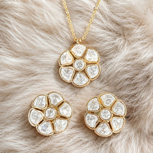 Rose Gold Plated CZ Pendant Set