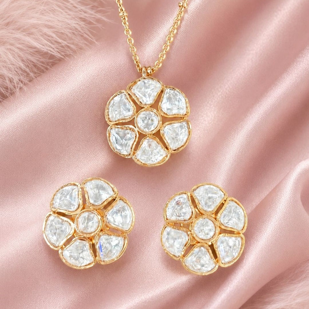 Rose Gold Plated Cubic Zirconia Pendant Set