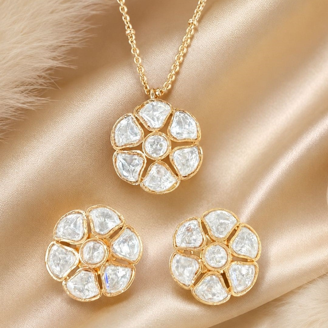 Rose Gold Plated Cubic Zirconia Pendant Set