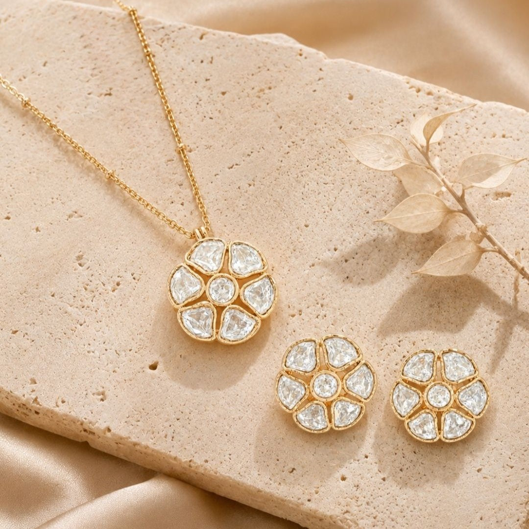 Rose Gold Plated Cubic Zirconia Pendant Set