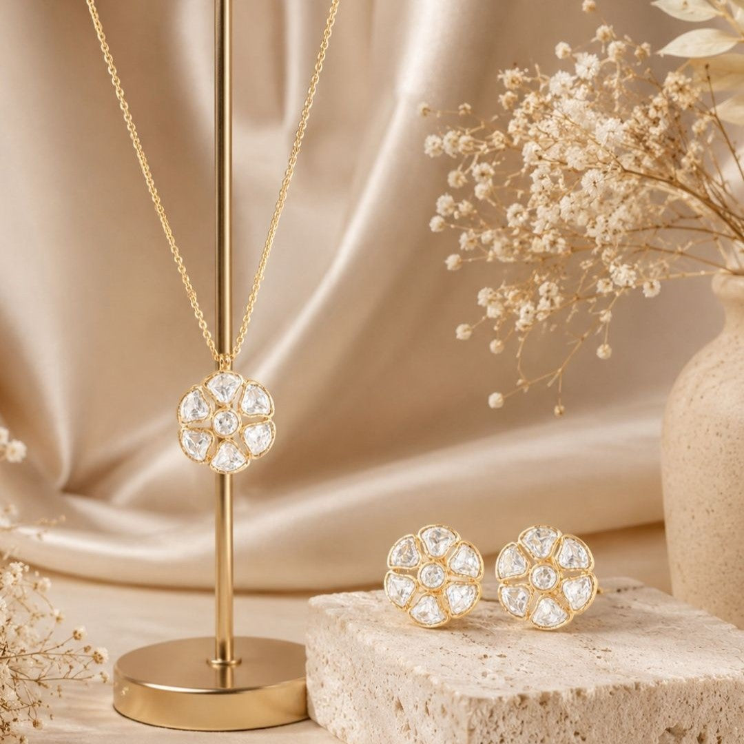 Rose Gold Plated CZ Pendant Set