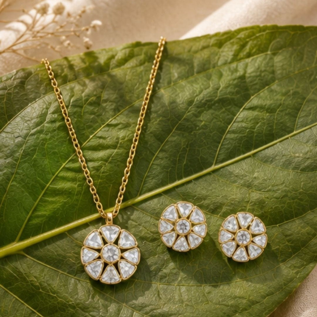 Rose Gold Plated Cubic Zirconia Pendant Set