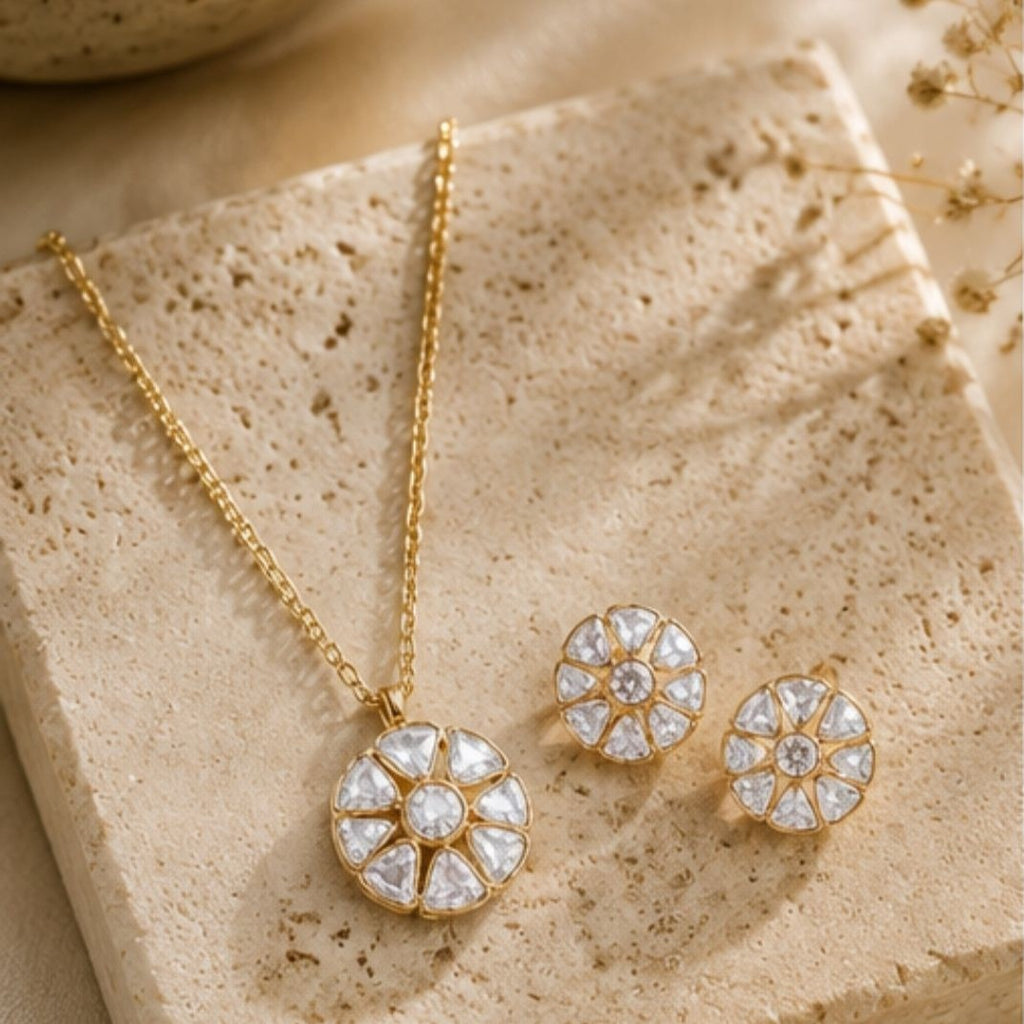 Rose Gold Plated Cubic Zirconia Pendant Set