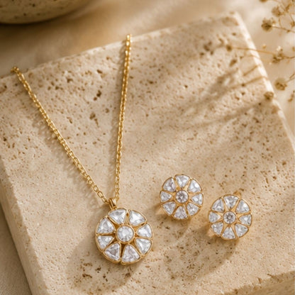 Rose Gold Plated CZ Pendant Set