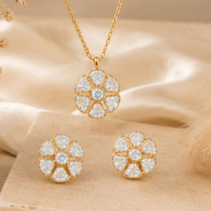 Rose Gold Plated CZ Pendant Set
