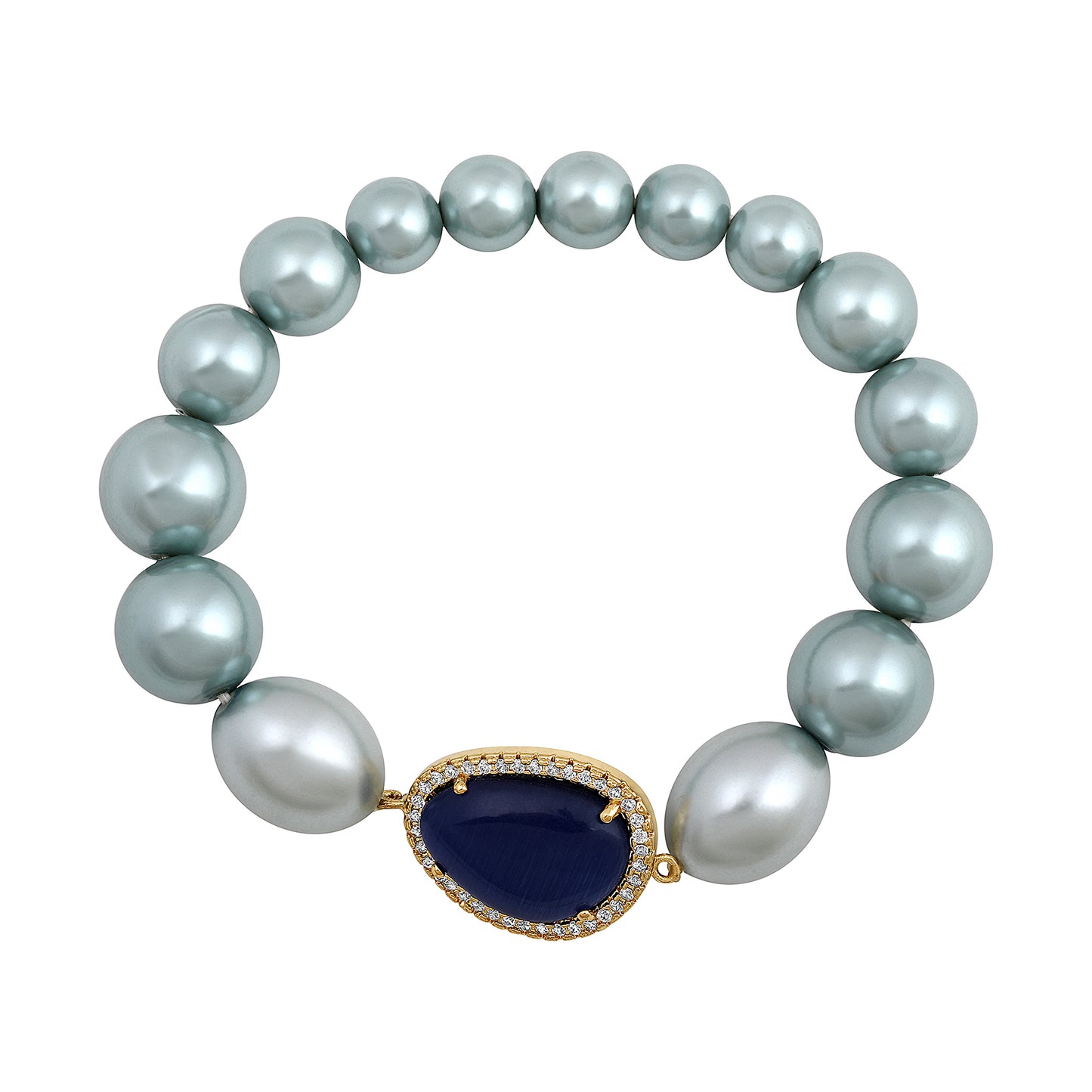 Bdiva Shell Pearl Bracelet with Blue Sapphire Stone.