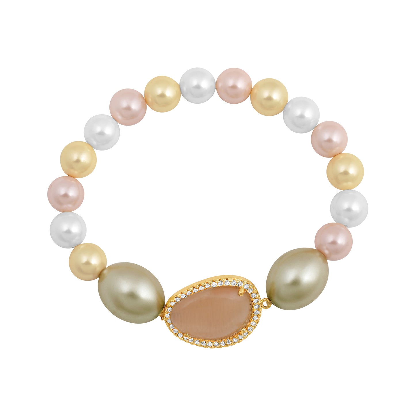 Bdiva Shell Pearl Bracelet with Coral Stone.