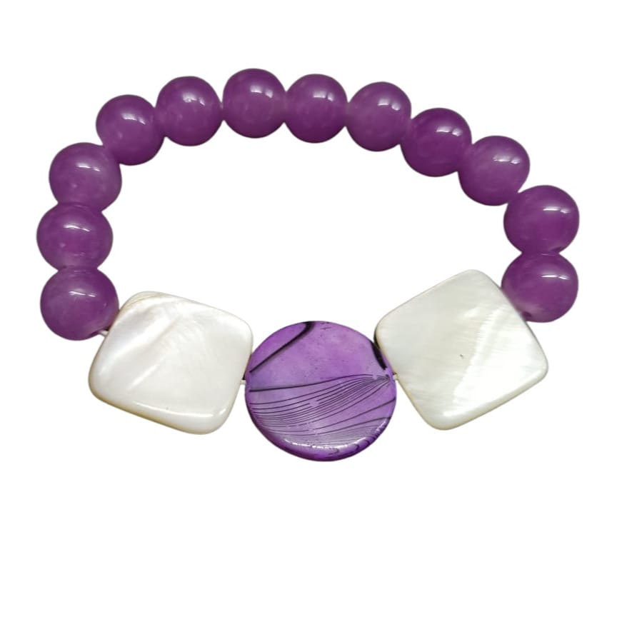 Bdiva Shell Pearl Bracelet with Mauve Pearl Stone.