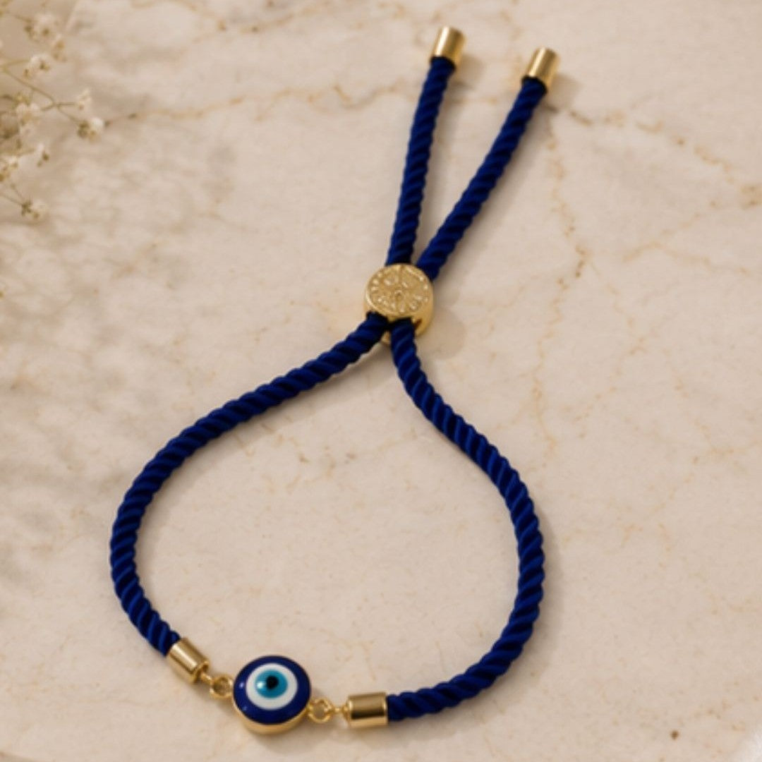 Gold Plated Evil Eye Adjustable Bracelet