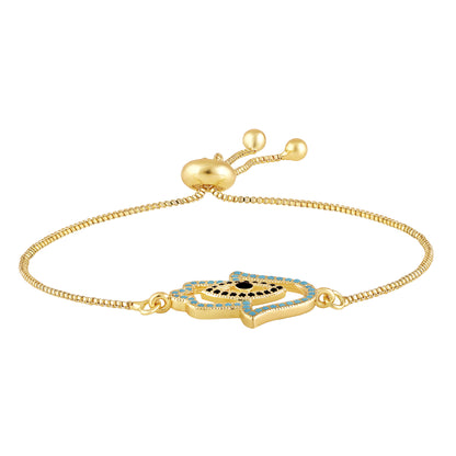 Gold-Plated Evil Eye Adjustable Bracelet