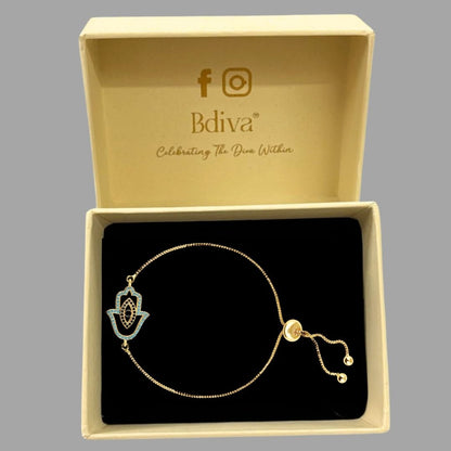 Gold-Plated Evil Eye Adjustable Bracelet