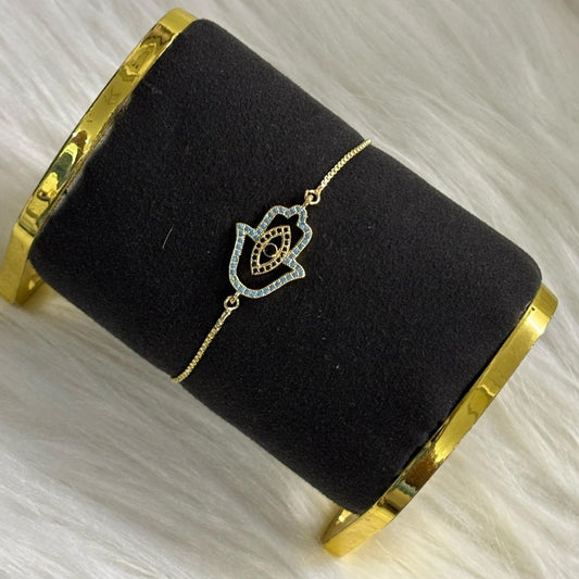 Bdiva Handmade 18k Gold-Plated Evil Eye Adjustable Bracelet