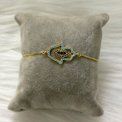 Gold-Plated Evil Eye Adjustable Bracelet