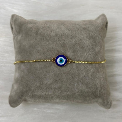 Gold-Plated Evil Eye Adjustable Bracelet
