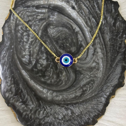 Gold-Plated Evil Eye Adjustable Bracelet