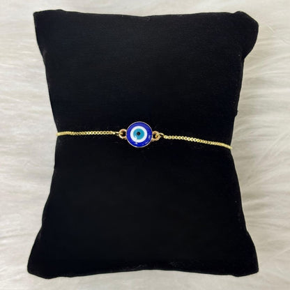 Gold-Plated Evil Eye Adjustable Bracelet