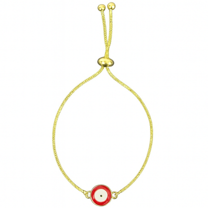 Gold-Plated Evil Eye Adjustable Bracelet