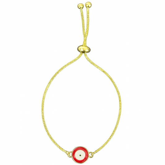 Classic Round Gold-Plated Evil Eye Adjustable Bracelet