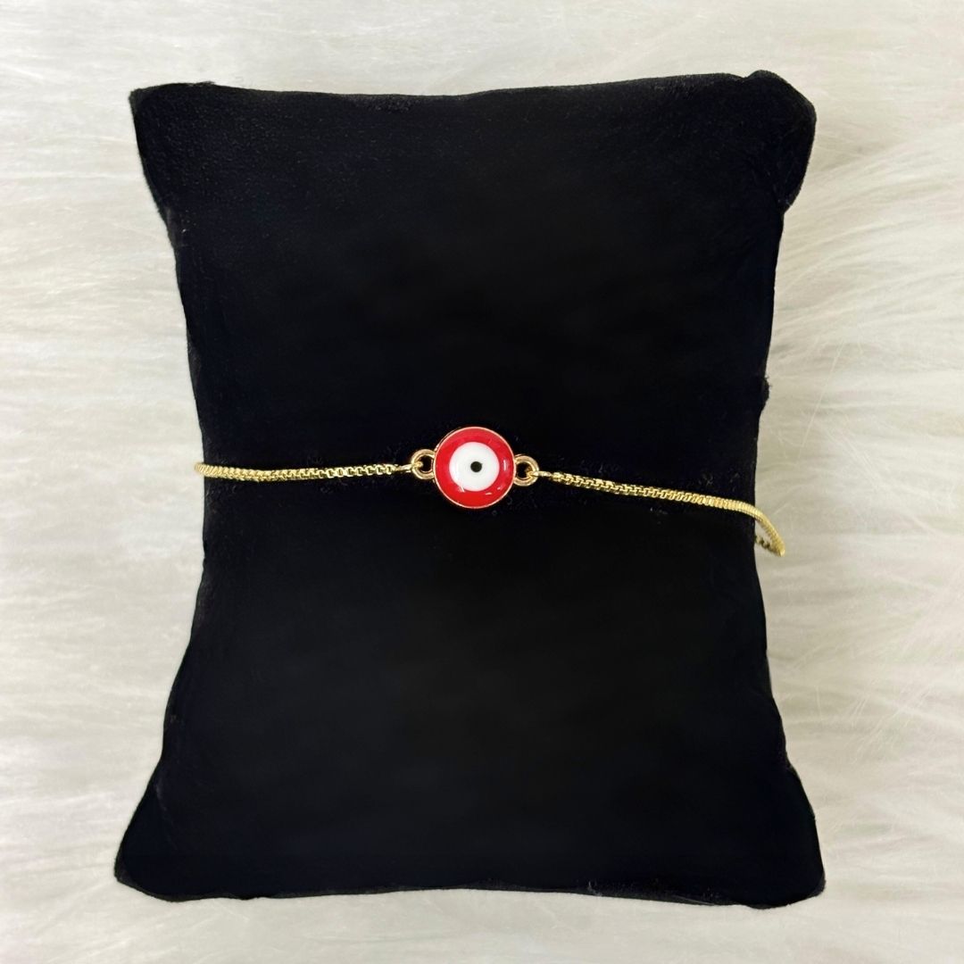 Classic Round Gold-Plated Evil Eye Adjustable Bracelet