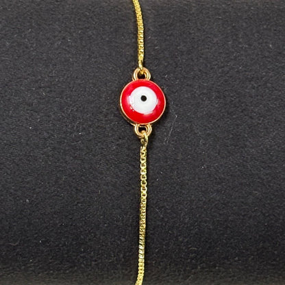 Gold-Plated Evil Eye Adjustable Bracelet